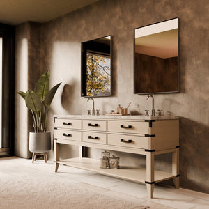 English Elm White Oak Double Bath Vanity – Elegant 72” W X 22” D Design With Ample Storage & Easy Installation B2731P260315-GIGA