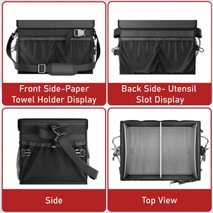 English Elm Picnic Bbq Caddy Bag with Aluminum Interior Mesh Pockets and Foldable Organizer W2181P481691