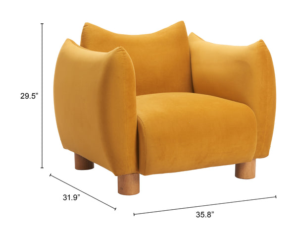 Zuo Modern Meia Accent Chair Mustard - Stylish Modern Design, High-quality Polyester, Perfect For Any Space! Yellow 100% Polyester,Plywood,Ash Wood 110476-zuo-modern