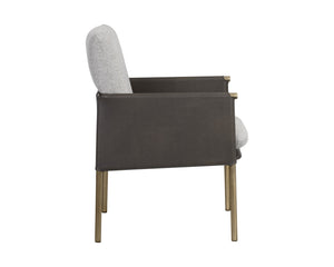 Sunpan Bellevue Lounge Chair - Elegant Upholstered Design with Antique Brass Frame and Unique Textures Belfast Heather Grey / Bravo Ash