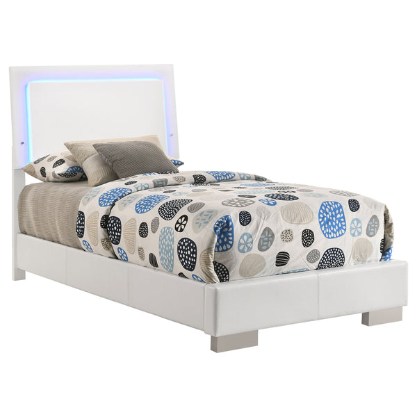 English Elm Felicity Modern High Gloss Twin Bed With Led Panel Lighting - Sleek Design & Durable Support B062S00865