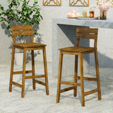 Christopher Knight Home® - Noble House - Ashlyn Outdoor/Indoor Acacia Wood Backed Barstools - Set of 2