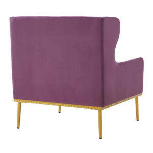 English Elm Modern Velvet Accent Chair Curved Arms Plush Cushion Upholstered Seat for Living Room Purple N763P360686I