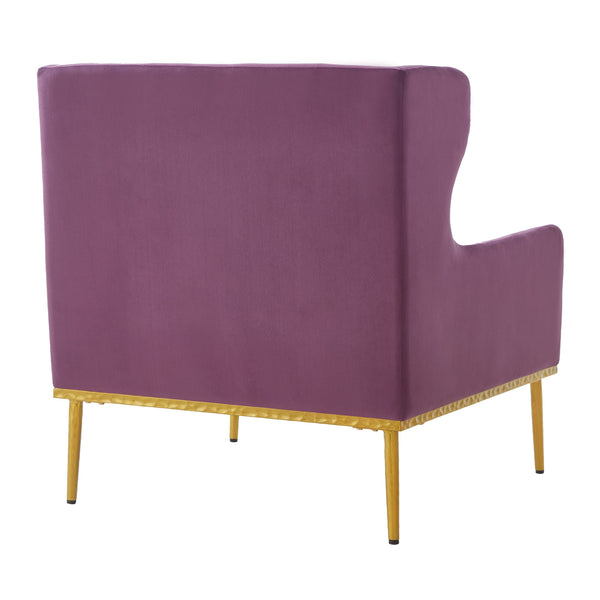 English Elm Modern Velvet Accent Chair Curved Arms Plush Cushion Upholstered Seat for Living Room Purple N763P360686I