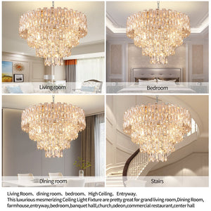English Elm Chrome French Empire Chandelier with K9 Crystals 21 Light Dining Room Fixture W2869P476456