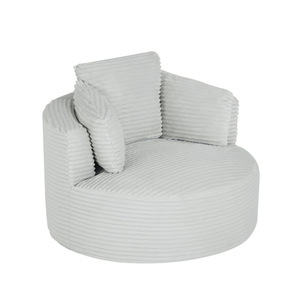 English Elm Compressible Corduroy Round Accent Chair Pocket Spring Cushioned Backrest for Apartments Light Grey W2339P461264