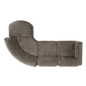 English Elm 111" Curved Sectional Sofa Set Plush Lamb Wool Upholstery Deep Seat Ottoman Lounge Dark Brown N767P371305D