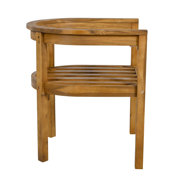 English Elm Christopher Knight Home® - Abaco Teak+ Beige 7PC Acacia Wood Patio Dining Set with 6 Cushioned Chairs & Slatted Curved Table ABACO7PCDSETT