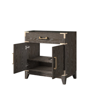 English Elm Brown Oak Single Bath Vanity – 30" W X 22" D, Contemporary Design, Soft-Close, Ample Storage Solutions B2731P259748