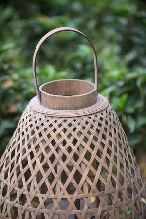 English Elm 16.9x16.9x17.7" Fir Wood Woven Lattice Candle Lantern Tapered Frame Porch Accent W2078P495660