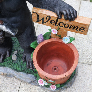 English Elm Outdoor Bear Planter Sculpture Hand Painted Resin Yard Statue for Garden Pathways W5398P455474