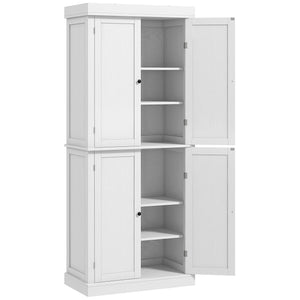 English Elm Homcom 72.5" Tall Kitchen Pantry Cabinet With 4 Doors, Adjustable Shelves For Smart Storage Solutions W2225P200648