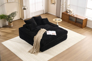 English Elm 028dr-oversized Corduroy Chaise Lounge Sleeper Chair Xxl Seat for Studio Living Black W527S00007