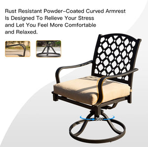 English Elm Outdoor 7-Piece Patio Dining Set With Swivel Chairs, Removable Cushions & Antique Bronze Frame For Elegance W1859S00113-GIGA