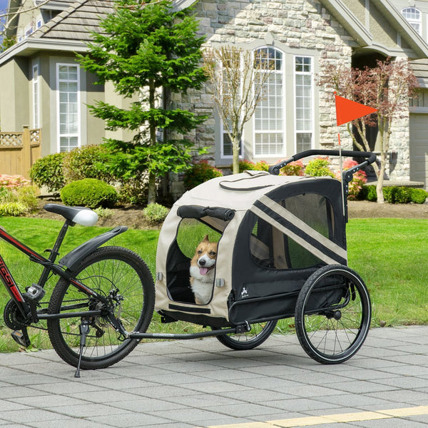 English Elm Aosom Convertible Pet Bike Trailer Stroller for Small Dogs Oxford Fabric Safe Ride W2225P229721