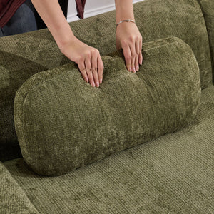 English Elm Modular Chenille Deep Seat Sectional Sofa with Bamboo Frame for Living Room Lounge Green W1829S00069