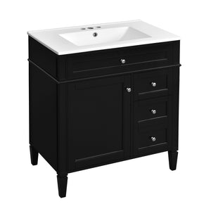 English Elm 30'' Modern Bathroom Vanity With Ceramic Sink, 2 Drawers & Tip-Out Storage For Stylish Organization N710P250194B