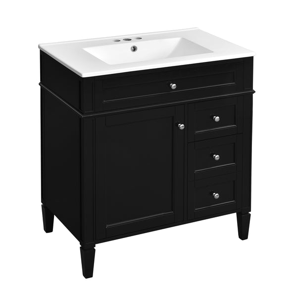 English Elm 30'' Modern Bathroom Vanity With Ceramic Sink, 2 Drawers & Tip-Out Storage For Stylish Organization N710P250194B