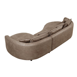 English Elm 128.74 Inch Modern Curved Sectional Sofa Couch - 5-Seat Leathaire Upholstered For Stylish Living Spaces W2582S00141