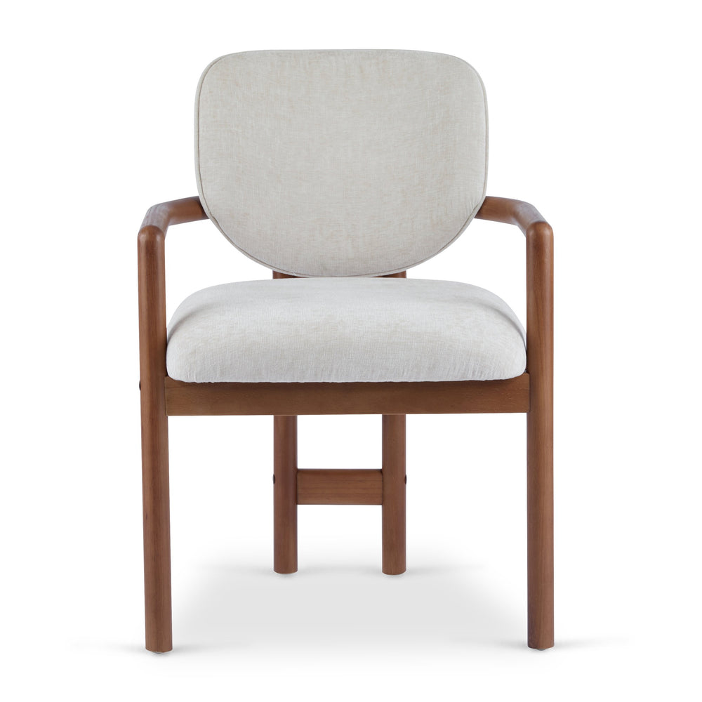 English Elm Christopher Knight Home® - Dining Upholstered Arm Chairs Set of 2 — Rubber Wood Frame, King Louis Backrest, Breathable Fabric Seats, 300 lb Capacity Beige N779P233060B