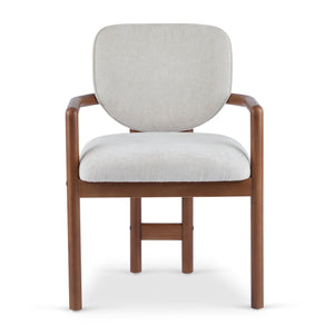 English Elm Christopher Knight Home® - Dining Upholstered Arm Chairs Set of 2 — Rubber Wood Frame, King Louis Backrest, Breathable Fabric Seats, 300 lb Capacity Beige N779P233060B