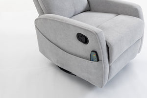 English Elm Short Plush Swivel Recliner Armchair with 360 Degree Rotation for Living Room Grey W547P437355