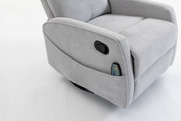 English Elm Short Plush Swivel Recliner Armchair with 360 Degree Rotation for Living Room Grey W547P437355