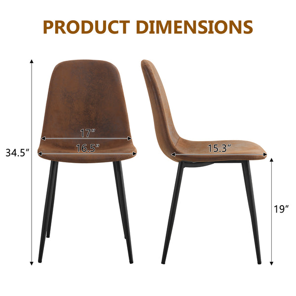 English Elm A set of 4 modern medieval restaurant cushioned side chairs with brown techno-fabric seats & black metal legs, ergonomic comfort and easy assembly (W115149079) W1151P306740