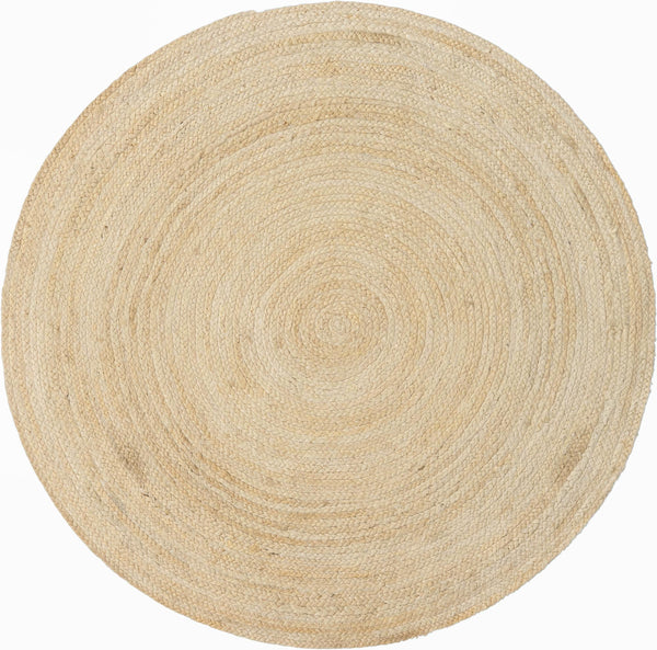 Unique Loom Braided Jute Dhaka Hand Braided Solid Rug White,  5' 1" x 5' 1"