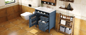 English Elm 30'' Modern Bathroom Vanity With Soft-Close Drawers, Tip-Out Storage & Elegant Roman Legs, White SW000122AAC-2