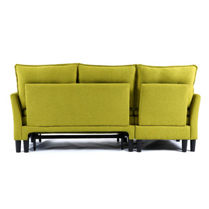 English Elm L-Shaped Reversible Chaise Sectional Sofa with Storage and Fold-Out Bed Cotton-Linen Modern Design Green W3371S00026