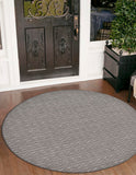 Unique Loom Outdoor Modern Links Machine Made Striped Rug Gray, Gray/Silver 6' 1" x 6' 1"