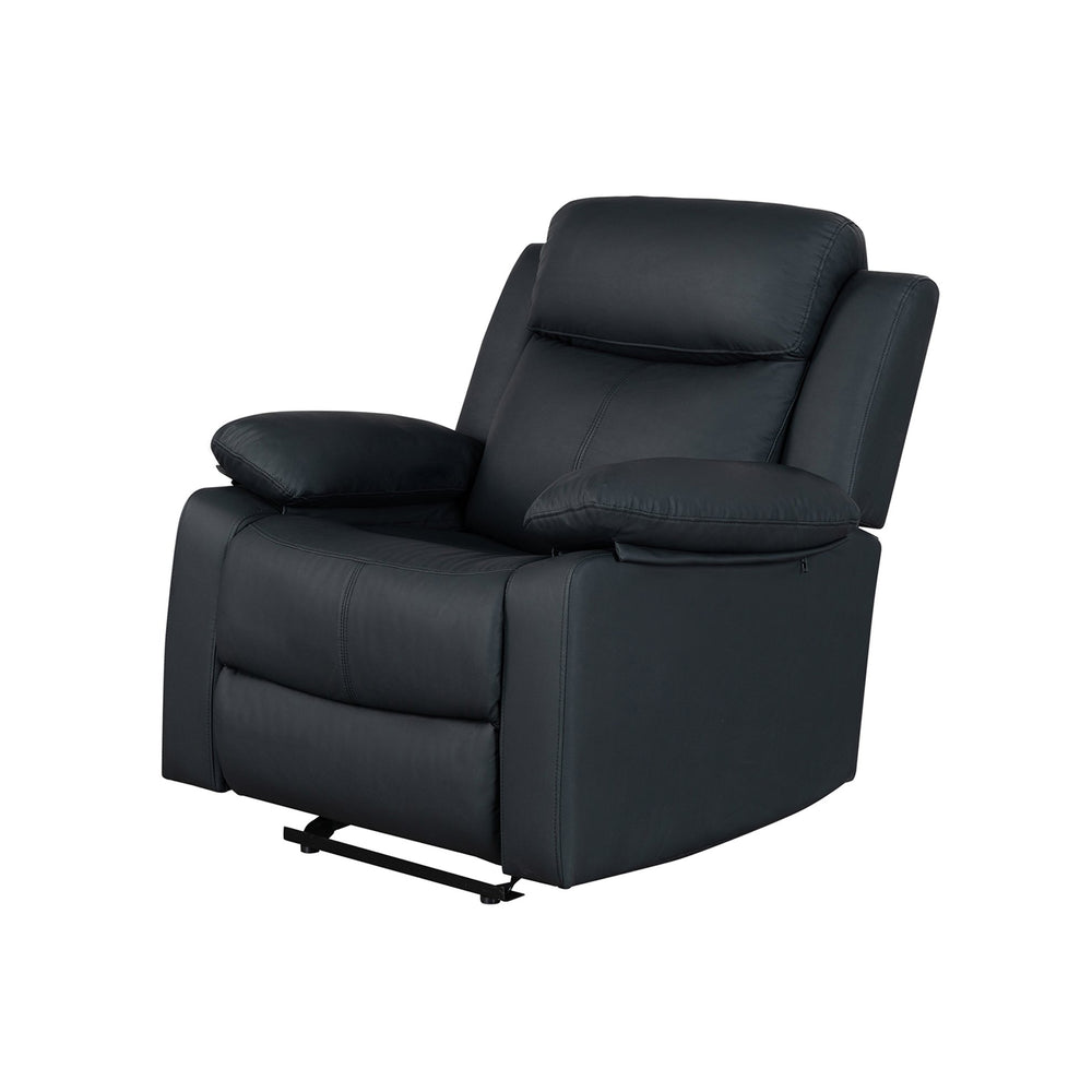 English Elm Blanche Manual Glider Recliner with Led Lighting Pillow Arms Media Room Lounge Black B201P412033