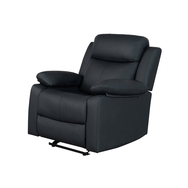 English Elm Blanche Manual Glider Recliner with Led Lighting Pillow Arms Media Room Lounge Black B201P412033