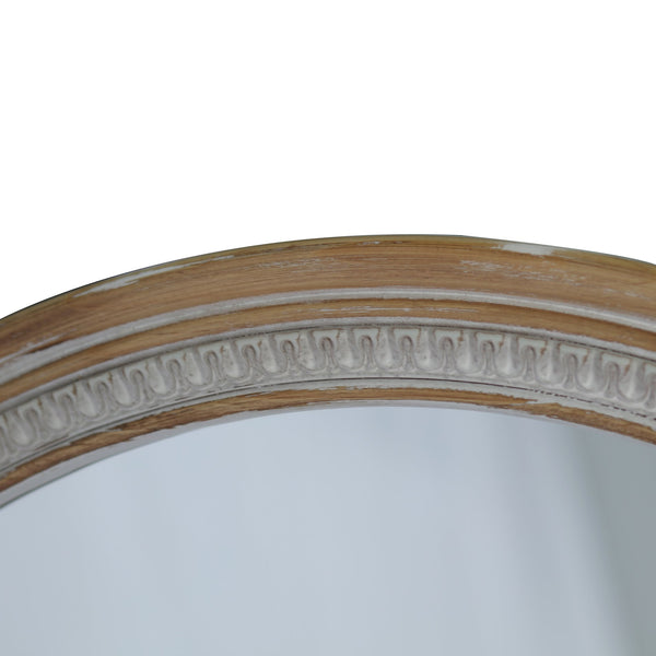 English Elm 30" Solid Wood Round Farmhouse Mirror Rustic Boho Accent for Bathroom or Entryway W2263P446640