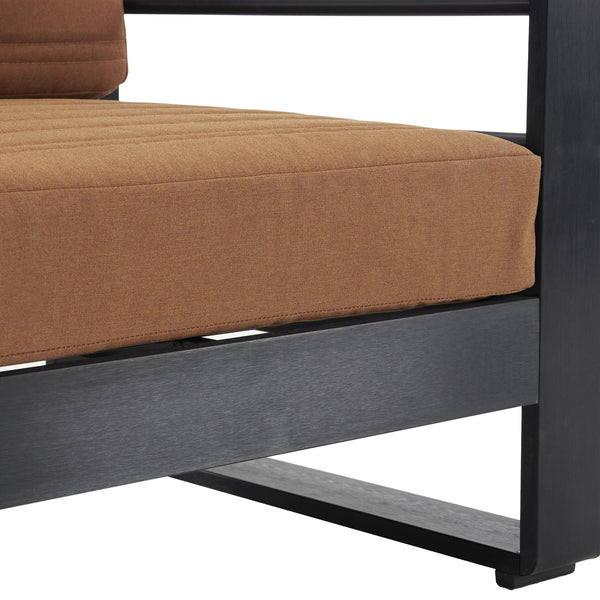 English Elm Christopher Knight Home® - GIOVANNA Club Chair with Rust-Resistant Aluminum Frame, Water-Resistant Cushions & Slat Design for Patio Comfort Orange 34.75 L x 27.75 W x 17.25 H N776P182183O