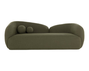 Sunpan Esme Sofa - Luxurious Boucle Design With Cozy Curves And Spherical Cushions For Ultimate Comfort Green Fabric 111498