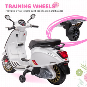 English Elm Qaba Vespa Licensed Retro Ride on Electric Motorbike for Toddlers with Fm Radio White W2225P229330