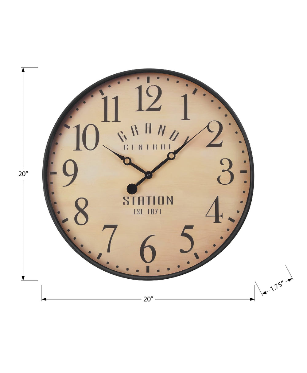 English Elm Clocks, 20" Antique Brown Wall Clock With Silent Quartz Movement – Vintage Style For Home Décor B2710P287083