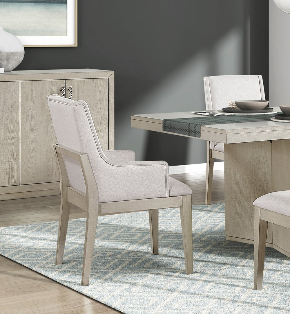 English Elm Beautiful Antique White Oak Veneer 9 Piece Formal Dining Set with Extendable Table B011S02263