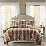 Madison Park Zuri Glam/Luxury 4PC Faux Fur Comforter Set MP10-3073 Tan