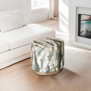 JLA Home Chapel Hill - Oval Accent Ottoman with Multi-Navy Textured Upholstery, Oak Base, Compact Versatile Seating for Modern Spaces Multi CH101-0017