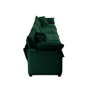 English Elm Corduroy 4-Seater Sofa – Stylish Retro Modern Upholstered Comfort With Pillows For Living Spaces W714S00820