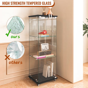 English Elm Modern Glass Display Cabinet With Led Lighting – Sleek, Quick-Assembly Design For Living Rooms & More W241P242906