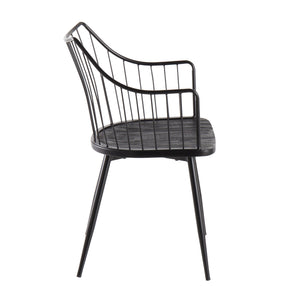 English Elm Chair Spindle Back Farmhouse Dining Seat Black Metal Wood Frame Tapered Legs B202P223691
