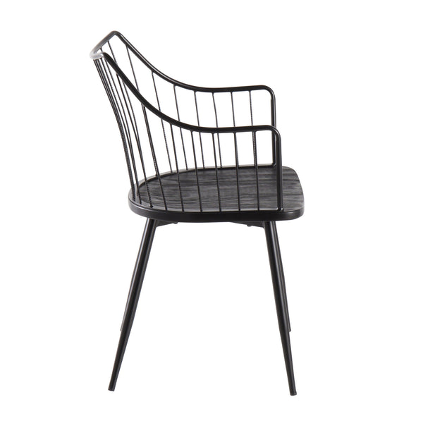 English Elm Chair Spindle Back Farmhouse Dining Seat Black Metal Wood Frame Tapered Legs B202P223691