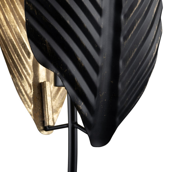 Crestview Collection 66.25"H Metal Floor Lamp - Elegant Palm Leaf Design With Gold Interior & Triple Light Torchiere   Cvazer181