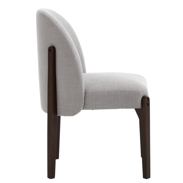 English Elm Wooden Wingback Dining Chairs Upholstered Farmhouse Modern Set with Lumbar Support Grey W3244P429256
