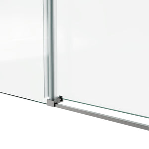 English Elm 60*66"Fixed & Sliding Shower Door – Premium 3/8" Clear Tempered Glass, Brushed Nickel Hardware, Modern Design T3177P320597