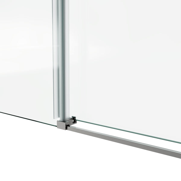 English Elm 60*66"Fixed & Sliding Shower Door – Premium 3/8" Clear Tempered Glass, Brushed Nickel Hardware, Modern Design T3177P320597